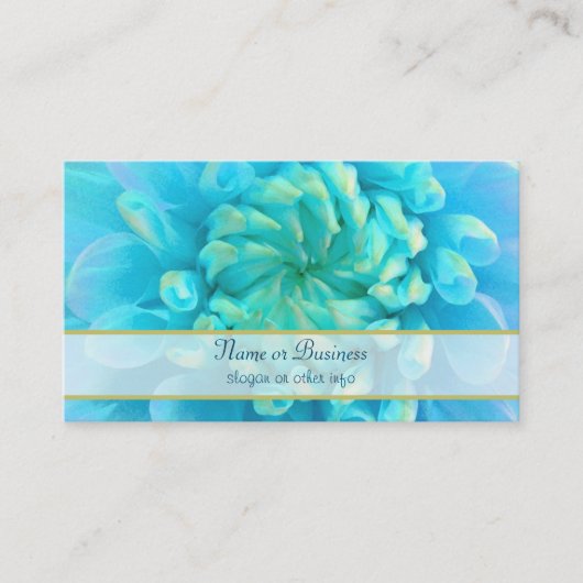 Carte De Visite Fleur bleu turquoise Dahlia en Aquarelle (Devant)
