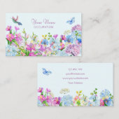 Carte De Visite Fleur bleu violet d'aquarelle (Devant / Derrière)