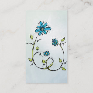 Carte De Visite Fleur bleue de griffonnage
