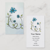 Carte De Visite Fleur bleue de griffonnage (Devant / Derrière)