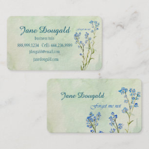 Carte De Visite Fleur bleue de myosotis à l'aquarelle