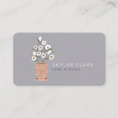 Carte De Visite Fleur bohème Pot Plante Accueil Stand Gris (Devant)