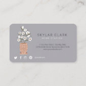 Carte De Visite Fleur bohème Pot Plante Accueil Stand Gris (Dos)