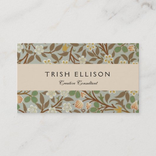 Carte De Visite Fleur botanique de trèfle William Morris (Devant)