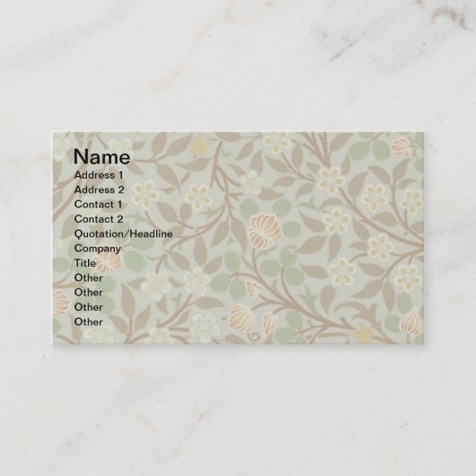 Carte De Visite Fleur botanique de trèfle William Morris (Devant)
