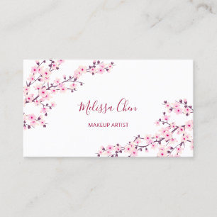 Carte De Visite Fleur cerise professionnelle rose blanc