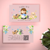 Carte De Visite Fleur Chien & Chat Services de soins pour animaux