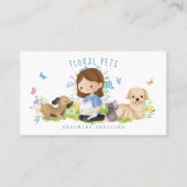 Carte De Visite Fleur Chien et Chat Services de soins aux animaux  (Devant)