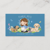 Carte De Visite Fleur Chien et Chat Services de soins pour animaux (Devant)