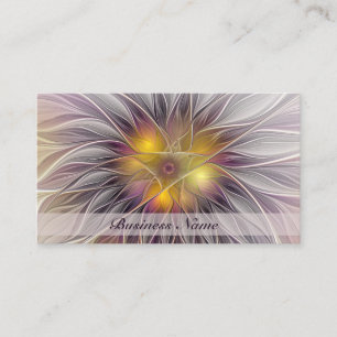 Carte De Visite Fleur colorée lumineuse, fractale moderne abstrait