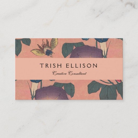 Carte De Visite Fleur d'abeille rose classique Hokusai Art (Devant)