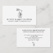 Carte De Visite Fleur d'animal blanc Lapin Lapereau (Devant / Derrière)