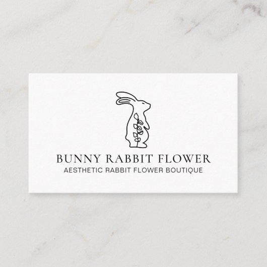 Carte De Visite Fleur d'animal blanc Lapin Lapereau (Devant)