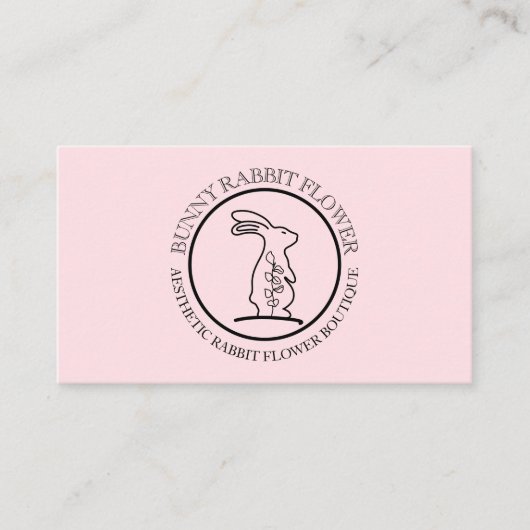 Carte De Visite Fleur d'animal noir rose Cercle Frame Rabbit (Devant)