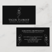 Carte De Visite Fleur d'Animal Noir Tigre (Devant / Derrière)