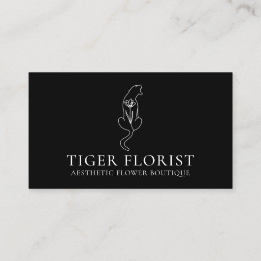 Carte De Visite Fleur d'Animal Noir Tigre (Devant)