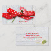 Carte De Visite fleur dans le ruban à points polka (Devant / Derrière)