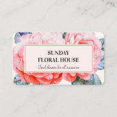 Carte De Visite Fleur d'aquarelle de la pivoine de fleurs Feminine (Devant)