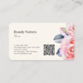 Carte De Visite Fleur d'aquarelle de la pivoine de fleurs Feminine (Dos)