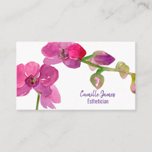 Carte De Visite Fleur d'aquarelle de l'orchidée rose Fuchsia