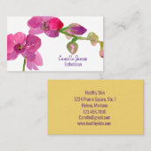 Carte De Visite Fleur d'aquarelle de l'orchidée rose Fuchsia (Devant / Derrière)