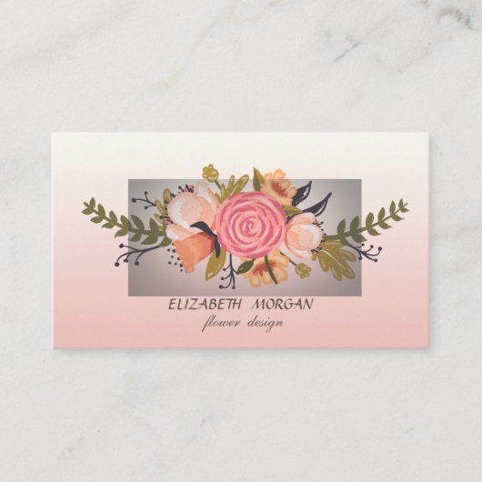 Carte De Visite Fleur d'aquarelle moderne élégant (Devant)