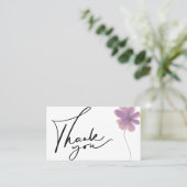 Carte De Visite Fleur d'aquarelle moderne et minimaliste merci (Debout devant)