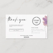 Carte De Visite Fleur d'aquarelle moderne et minimaliste merci (Dos)