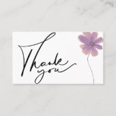 Carte De Visite Fleur d'aquarelle moderne et minimaliste merci (Devant)