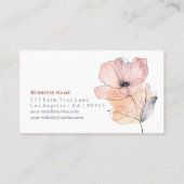 Carte De Visite Fleur d'aquarelle rose poussiéreuse, Nom, Info, Bl (Dos)