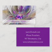 Carte De Visite Fleur d'art Abstrait, énergique et coloré (Devant / Derrière)