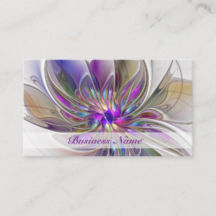 Carte De Visite Fleur d'art fractal abstrait énergique et coloré