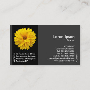 Carte De Visite Fleur de bande latérale noire - Chrysanthème jaune