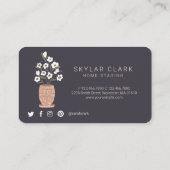 Carte De Visite Fleur de Bohême Poted Plante Accueil Stand Charbon (Dos)