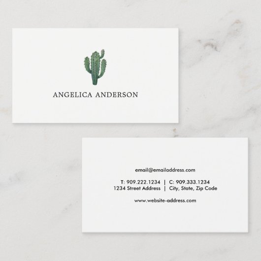 Carte De Visite Fleur de Cactus du désert (Devant / Derrière)