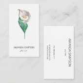 Carte de visite fleur de calla blanche aquarelle (Devant / Derrière)