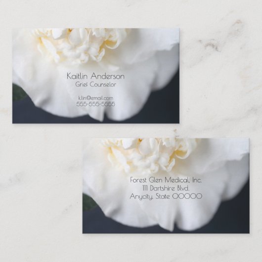 Carte De Visite Fleur de camélia blanc (Devant / Derrière)