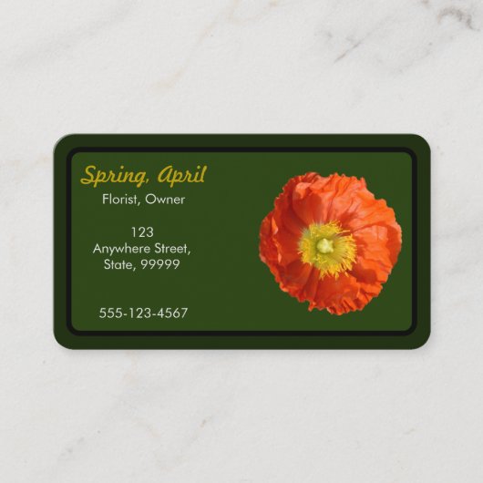 Carte De Visite Fleur de cépages orange vif (Devant)