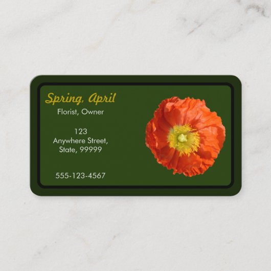 Carte De Visite Fleur de cépages orange vif (Devant)