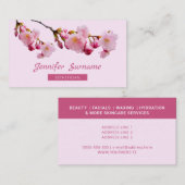 Carte De Visite Fleur de cerise rose Sakura Estheticicician Skinca (Devant / Derrière)