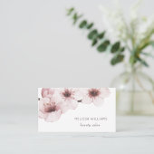 Carte De Visite Fleur de cerisier à l'aquarelle rose | Code Qr (Debout devant)