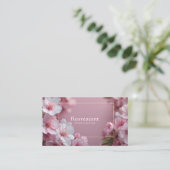 Carte De Visite Fleur de cerisier rose doux Bokeh (Debout devant)