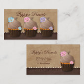 Carte De Visite Fleur de cupcake rose bleu pourpre (Devant / Derrière)