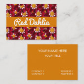 Carte De Visite Fleur de Dahlia Rouge Florale (Devant / Derrière)