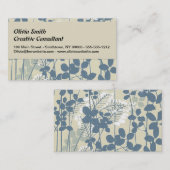 Carte De Visite Fleur de feuille bleue asiatique japonaise (Devant / Derrière)