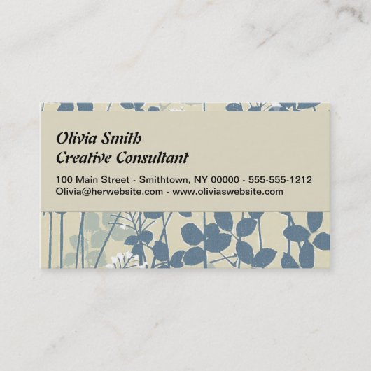 Carte De Visite Fleur de feuille bleue asiatique japonaise (Devant)