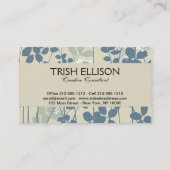 Carte De Visite Fleur de feuille bleue asiatique japonaise (Dos)