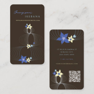 Carte De Visite Fleur de frangipanier Plumeria bleue Ikebana Zen c