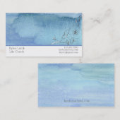 Carte De Visite Fleur de lavage d'aquarelle bleu (Devant / Derrière)