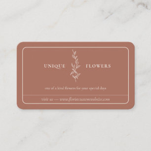 Carte De Visite Fleur de ligne encadrée minimale beige terracotta